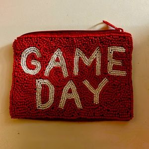 Red Game Day beaded pouch